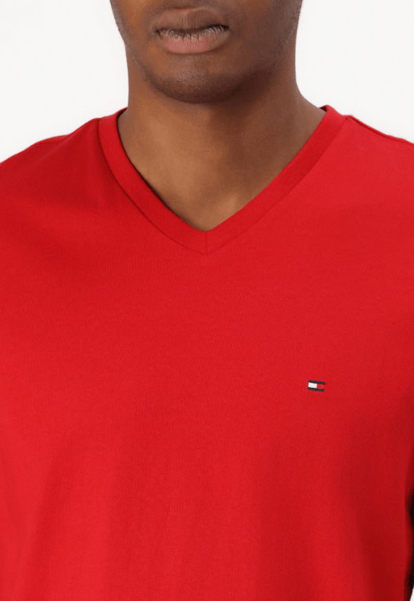 Load image into Gallery viewer, Tommy Hilfiger Mens Essential V-Neck Tee - Medium Red
