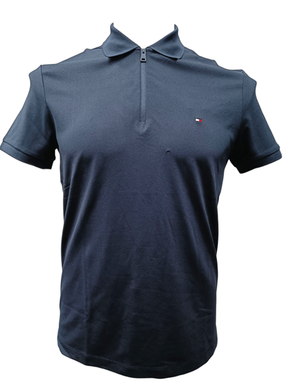 Load image into Gallery viewer, Tommy Hilfiger Mens Performance Pique Zip Regular Fit Polo - Desert Sky
