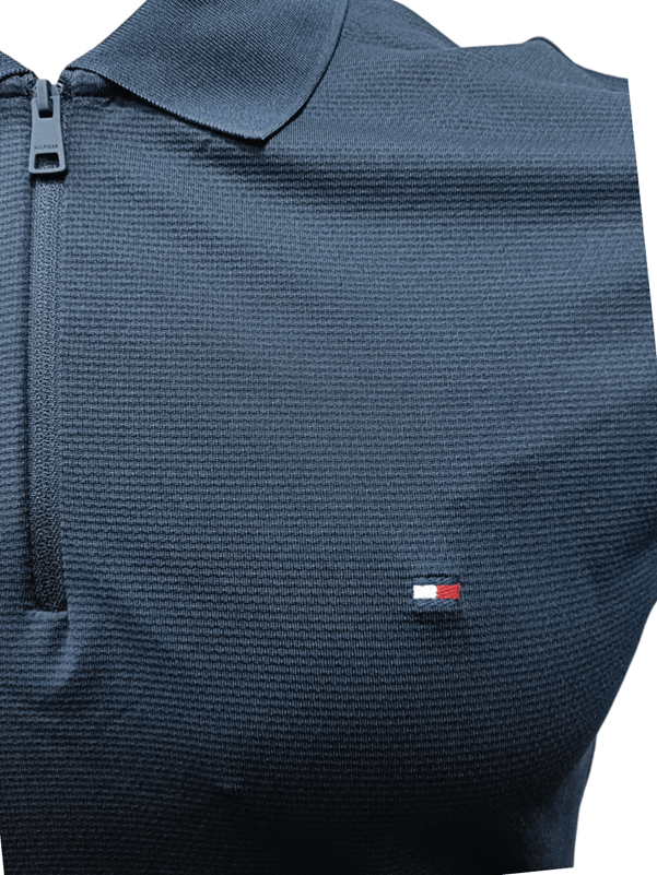 Load image into Gallery viewer, Tommy Hilfiger Mens Performance Pique Zip Regular Fit Polo - Desert Sky
