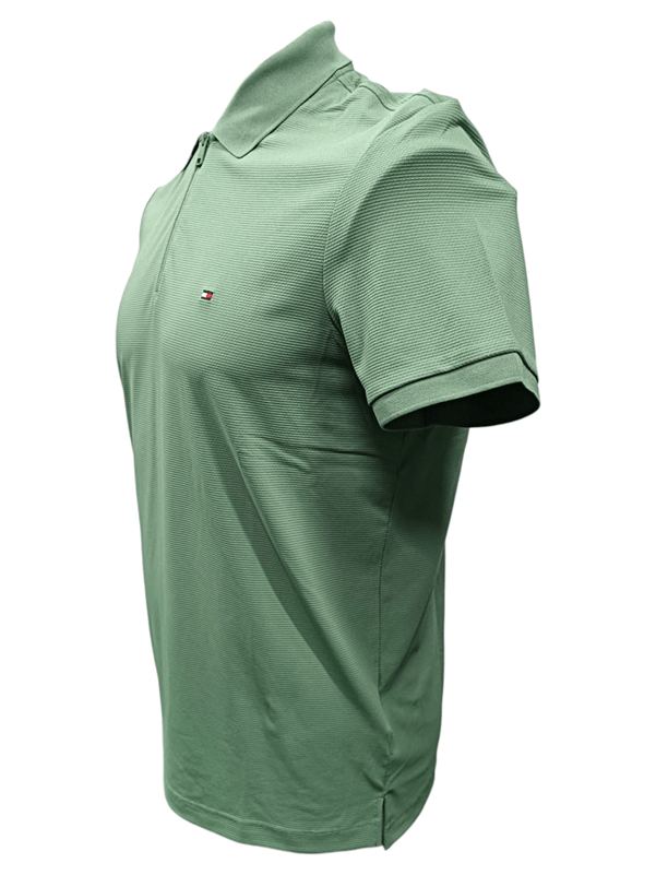 Load image into Gallery viewer, Tommy Hilfiger Mens Performance Pique Zip Regular Fit Polo - Dusty Meadow

