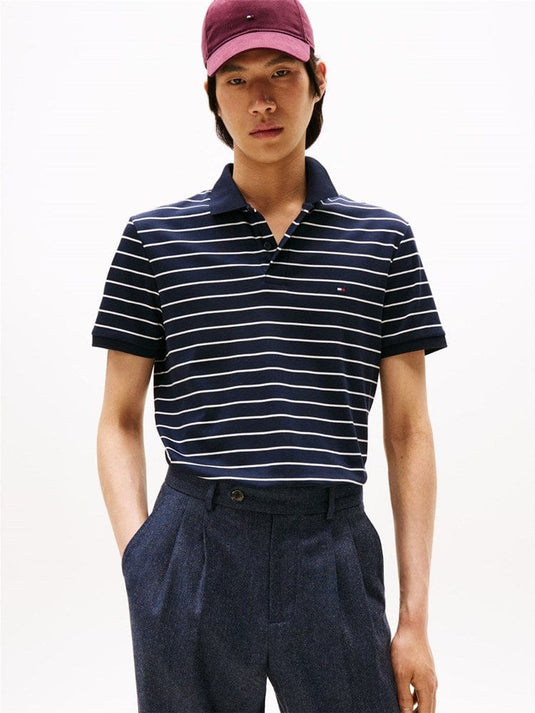 Tommy Hilfiger Mens Liquid Cotton Polo - Desert Sky/Ivory Petal