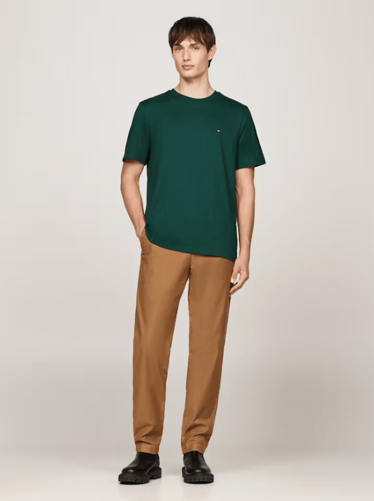 Tommy Hilfiger Mens Essential Seasonal Regular Solid Tee - Ornamental Green