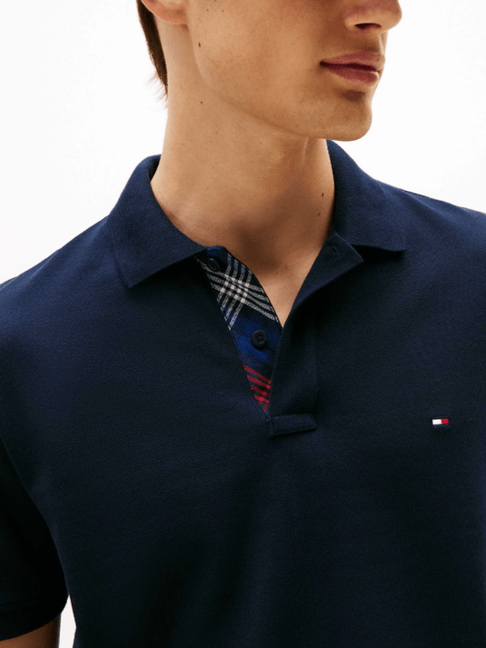 Tommy Hilfiger Mens Pique Placket Interest Regular Polo - Desert Sky