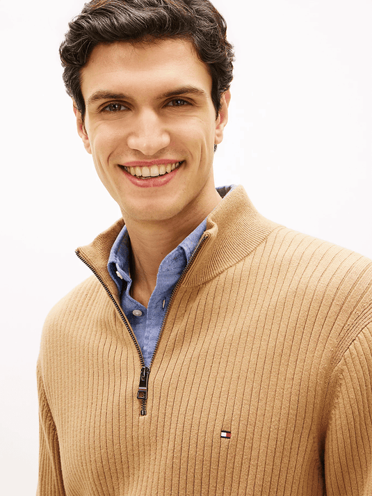 Tommy Hilfiger Ribbed Quarter-Zip Jumper With Cashmere