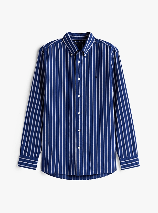 Load image into Gallery viewer, Tommy Hilfiger Mens Regular Fit Stripe Oxford Shirt - Preppy Navy/White
