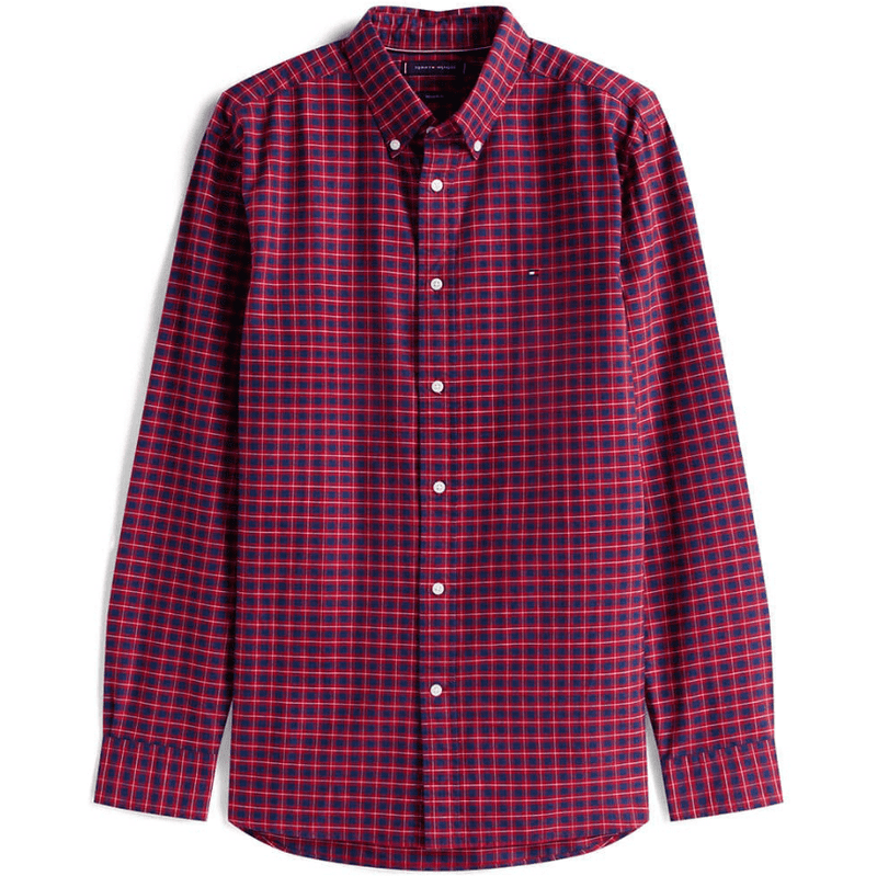 Load image into Gallery viewer, Tommy Hilfiger Mens Heritage Regular Fit Check Oxford Shirt - Regatta Red
