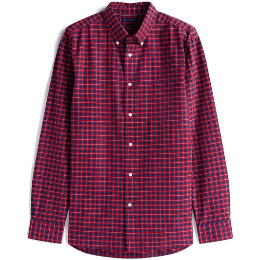 Tommy Hilfiger Mens Heritage Regular Fit Check Oxford Shirt - Regatta Red