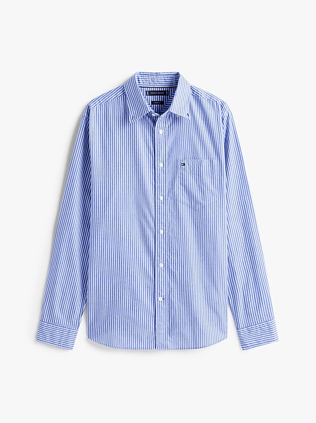 Load image into Gallery viewer, Tommy Hilfiger Mens Regular Fit Stripe Twill Shirt - Wedge Blue/Stripe

