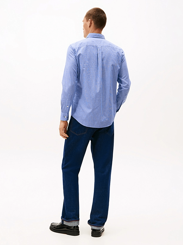 Load image into Gallery viewer, Tommy Hilfiger Mens Regular Fit Stripe Twill Shirt - Wedge Blue/Stripe
