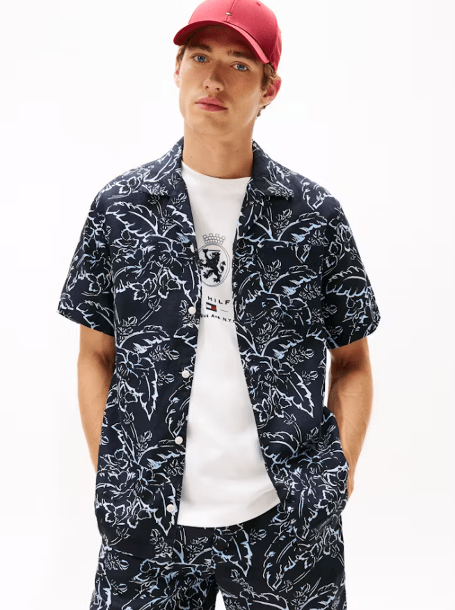 Load image into Gallery viewer, Tommy Hilfiger Mens Linen Printed Shirt - Desert Sky/Allover
