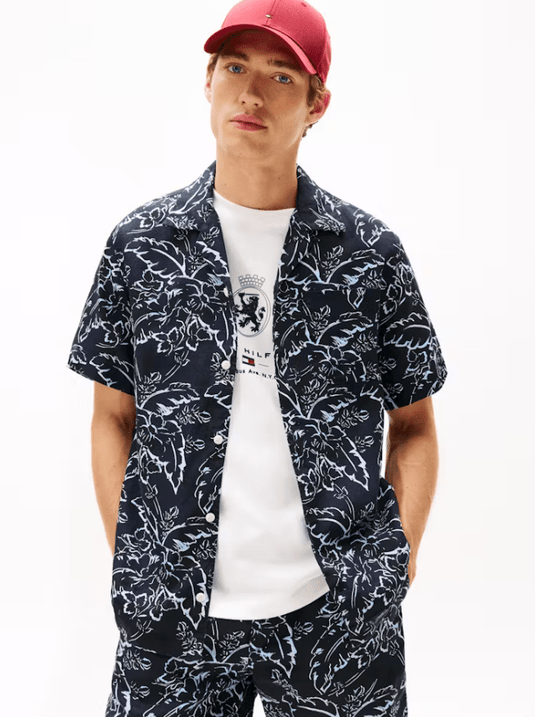 Tommy Hilfiger Mens Linen Printed Shirt - Desert Sky/Allover