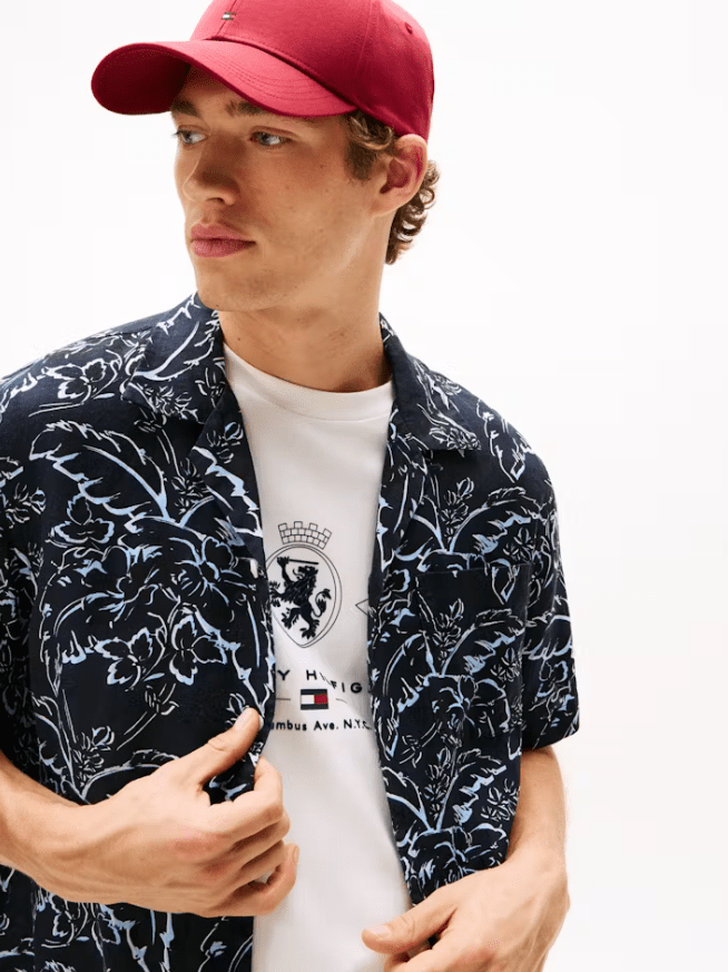 Load image into Gallery viewer, Tommy Hilfiger Mens Linen Printed Shirt - Desert Sky/Allover
