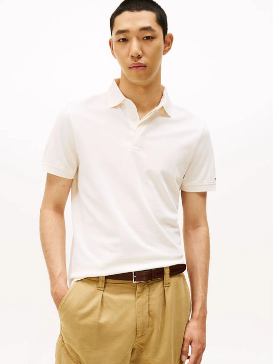 Tommy Hilfiger Mens Hidden Placket Regular Polo - Ivory Petal