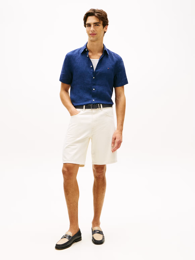 Load image into Gallery viewer, Tommy Hilfiger Mens Pigment Dyed Linen Shirt - Carbon Navy
