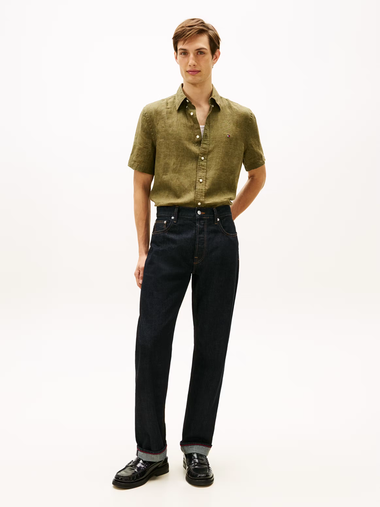 Load image into Gallery viewer, Tommy Hilfiger Mens Pigment Dyed Linen Shirt - Alaskan Green
