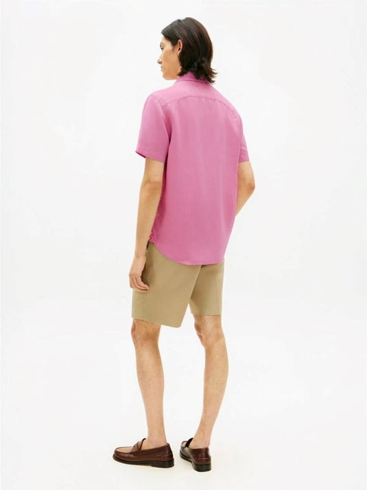 Tommy Hilfiger Mens Pigment Dyed Linen Shirt - Synthetic Blush