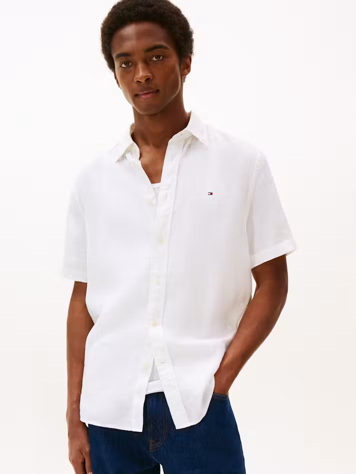 Load image into Gallery viewer, Tommy Hilfiger Mens Pigment Dyed Linen Shirt - White
