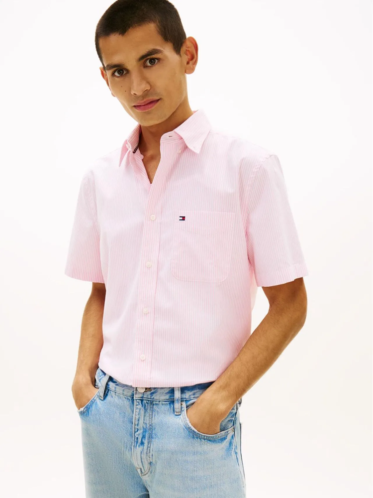 Load image into Gallery viewer, Tommy Hilfiger Mens Short Sleeve Oxford Stripe Shirt

