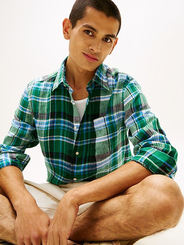 Load image into Gallery viewer, Tommy Hilfiger Linen Madras Shirt - Nouveau Green
