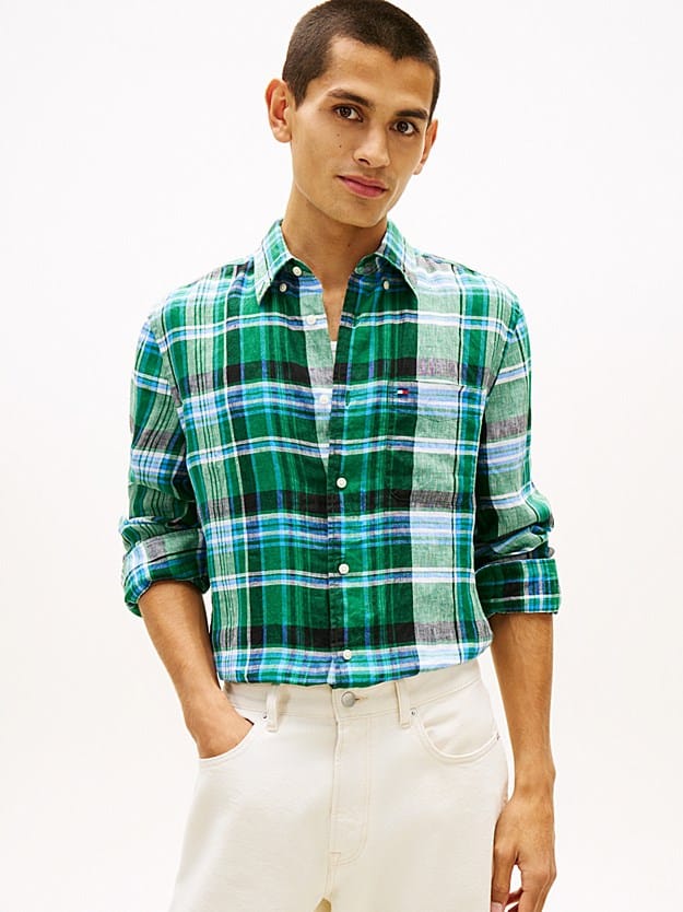Load image into Gallery viewer, Tommy Hilfiger Linen Madras Shirt - Nouveau Green
