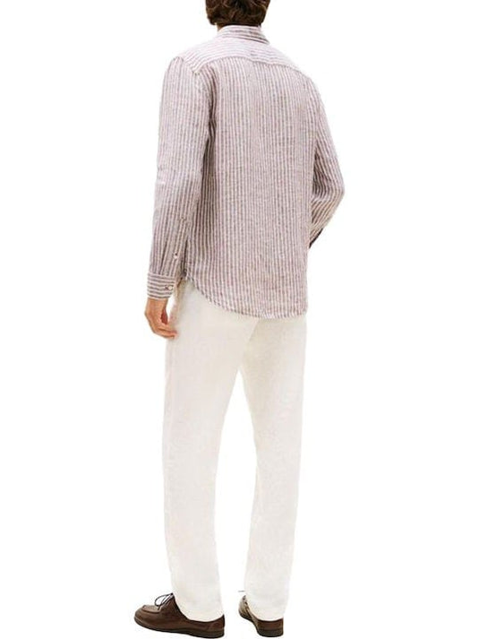 Tommy Hilfiger Linen Bengal Legacy Brown Stripe Shirt