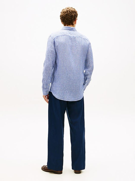 Tommy Hilfiger Linen Bengal Wedge Blue Stripe Shirt