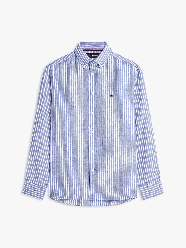 Load image into Gallery viewer, Tommy Hilfiger Linen Bengal Wedge Blue Stripe Shirt
