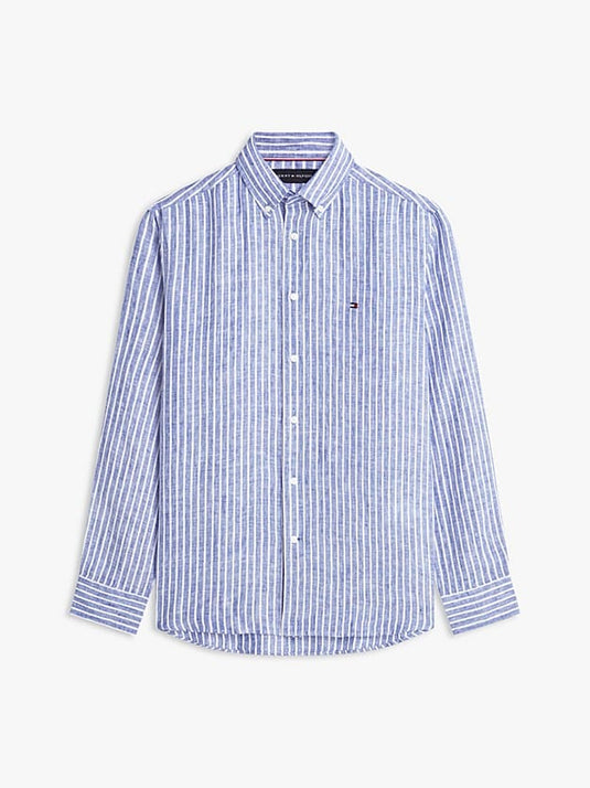 Tommy Hilfiger Linen Bengal Wedge Blue Stripe Shirt