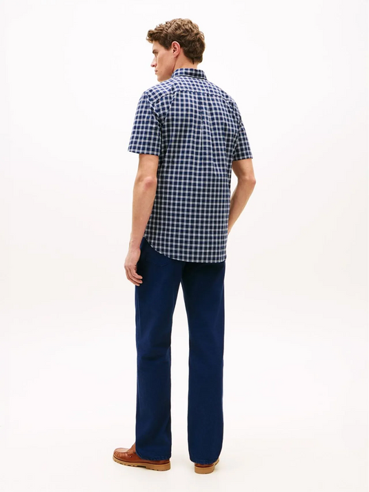 Tommy Hilfiger Mens Regular Fit Short Sleeve Plaid Shirt