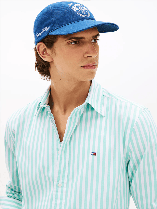 Load image into Gallery viewer, Tommy Hilfiger Mens TH Flex Regular Fit Stripe Poplin Shirt

