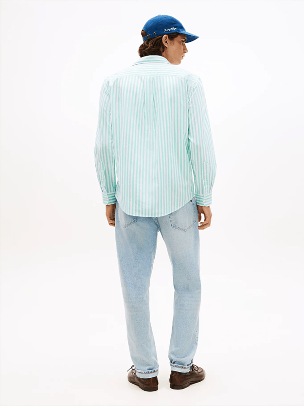 Load image into Gallery viewer, Tommy Hilfiger Mens TH Flex Regular Fit Stripe Poplin Shirt
