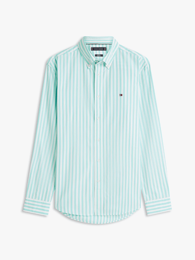 Load image into Gallery viewer, Tommy Hilfiger Mens TH Flex Regular Fit Stripe Poplin Shirt
