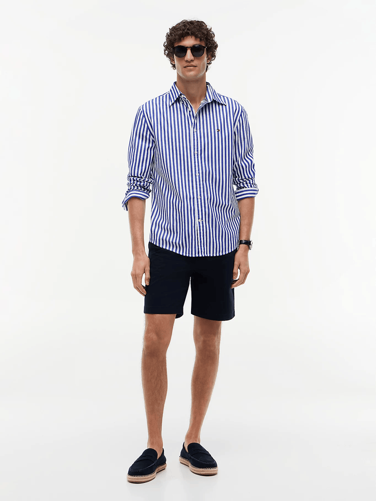 Load image into Gallery viewer, Tommy Hilfiger Mens TH Flex Regular Fit Stripe Poplin Shirt
