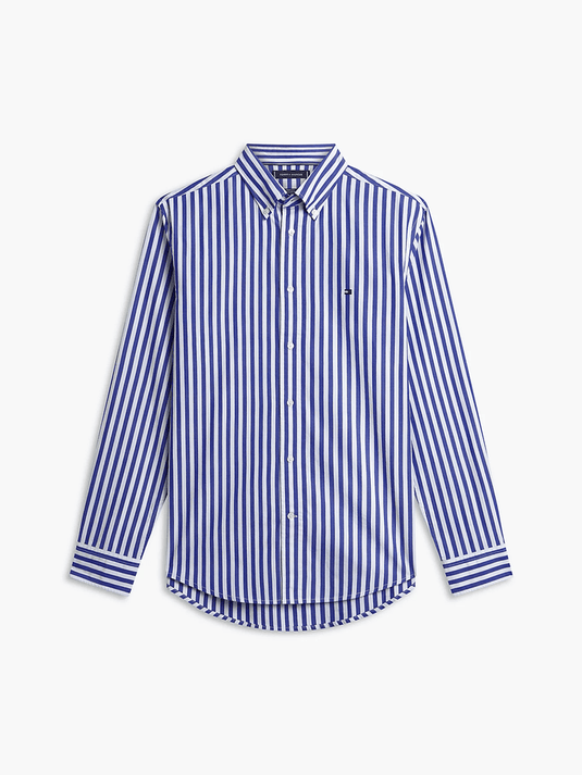 Tommy Hilfiger Mens TH Flex Regular Fit Stripe Poplin Shirt