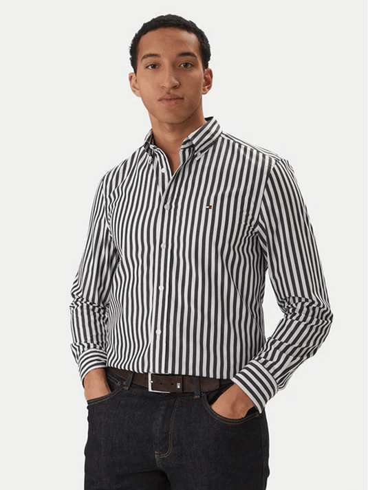 Tommy Hilfiger Mens TH Flex Regular Fit Stripe Poplin Shirt