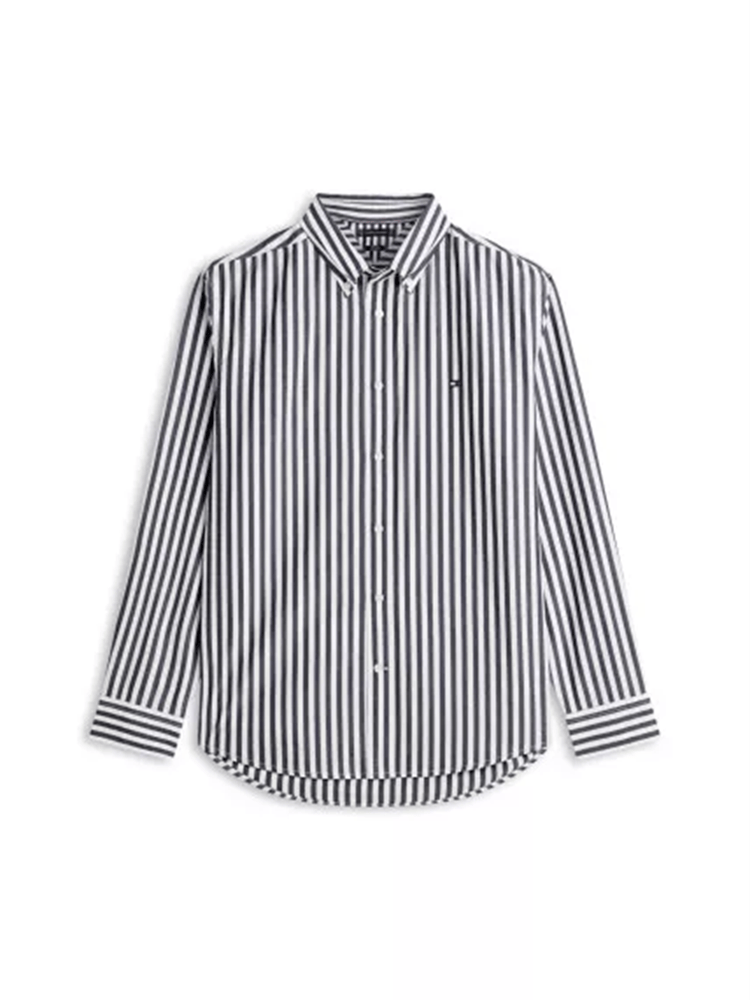 Load image into Gallery viewer, Tommy Hilfiger Mens TH Flex Regular Fit Stripe Poplin Shirt
