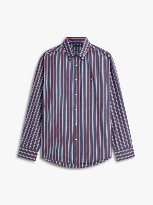 Tommy Hilfiger Mens TH Flex Regular Fit Stripe Poplin Shirt