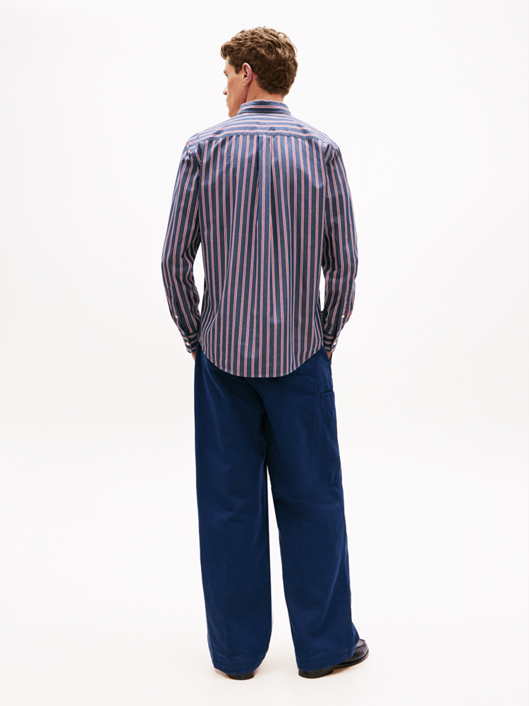 Load image into Gallery viewer, Tommy Hilfiger Mens TH Flex Regular Fit Stripe Poplin Shirt
