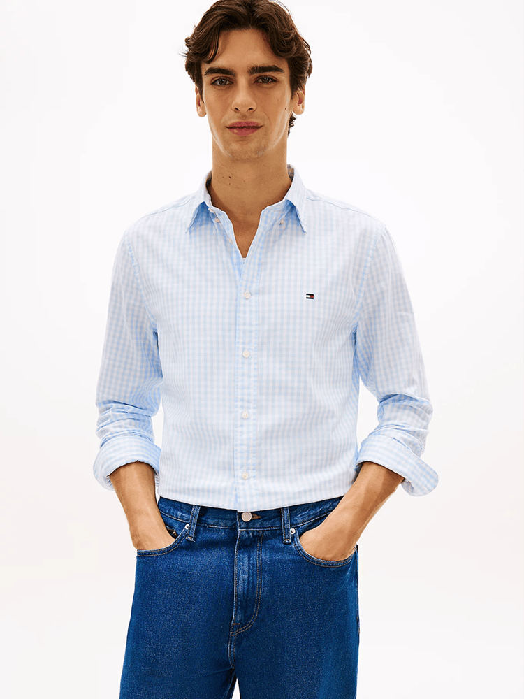 Load image into Gallery viewer, Tommy Hilfiger Mens TH Flex Regular Fit Gingham Check Poplin Shirt
