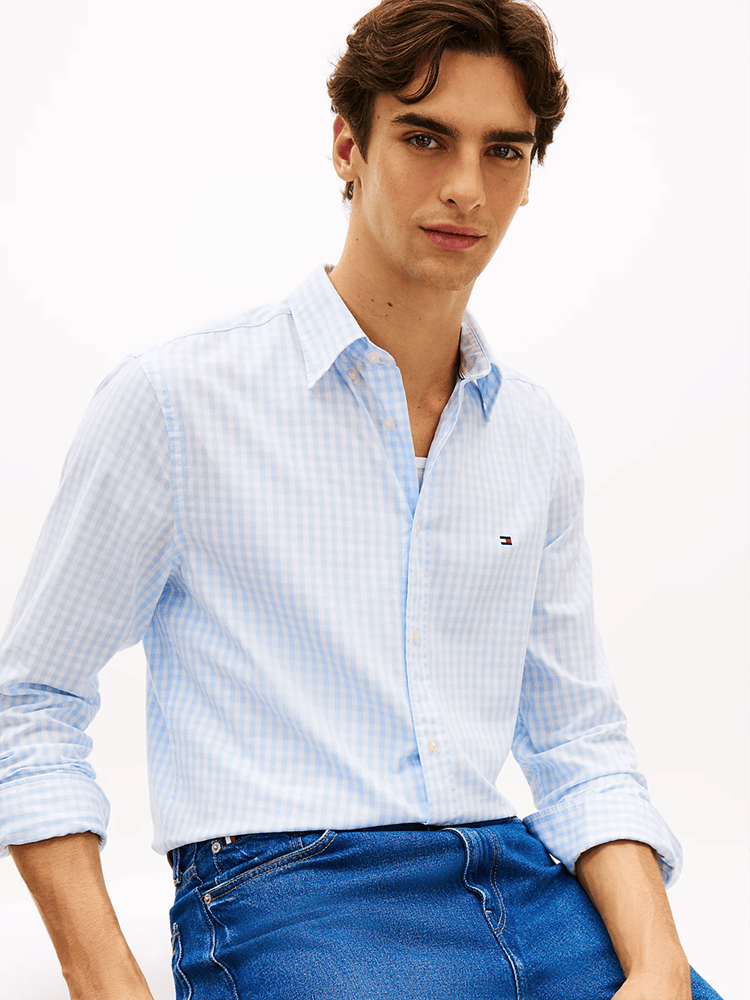 Load image into Gallery viewer, Tommy Hilfiger Mens TH Flex Regular Fit Gingham Check Poplin Shirt
