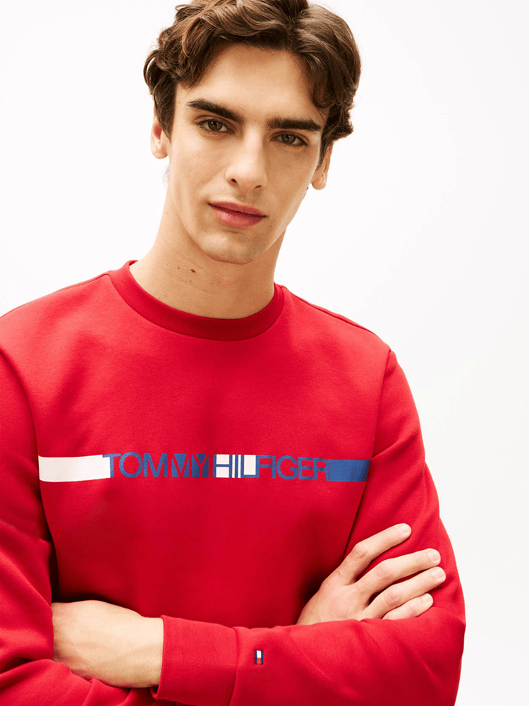 Load image into Gallery viewer, Tommy Hilfiger Mens Brand Stripe Sweatshirt
