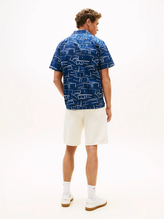 Tommy Hilfiger Mens Flex Poplin Print Short Sleeve Shirt