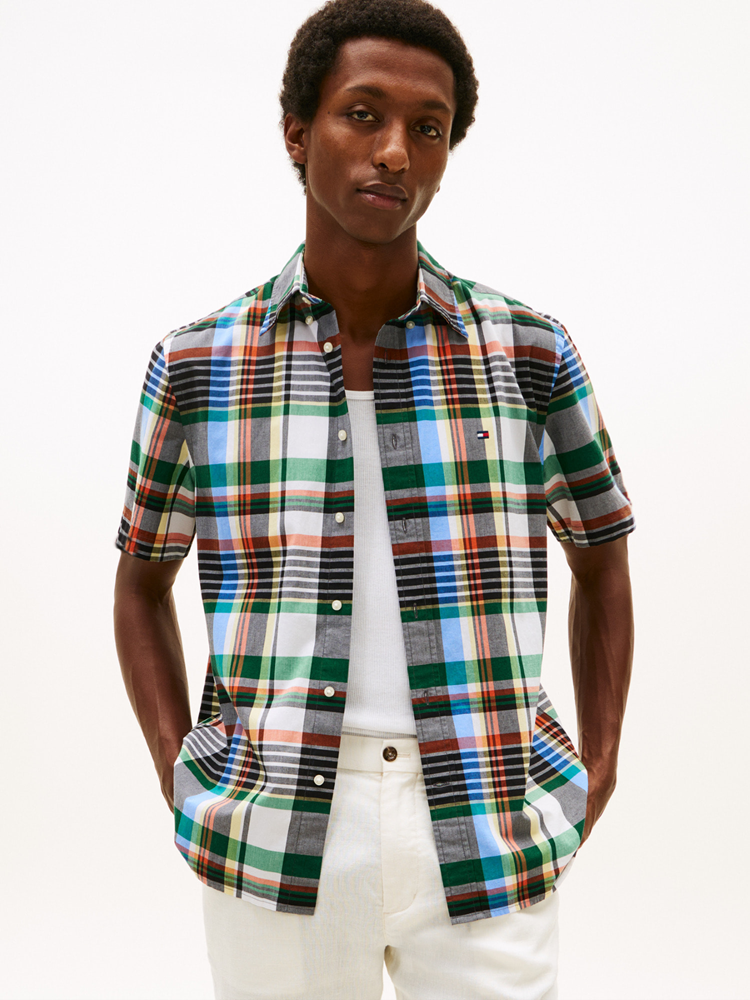 Load image into Gallery viewer, Tommy Hilfiger Mens Flex Poplin Multi Check Short Sleeve Shirt
