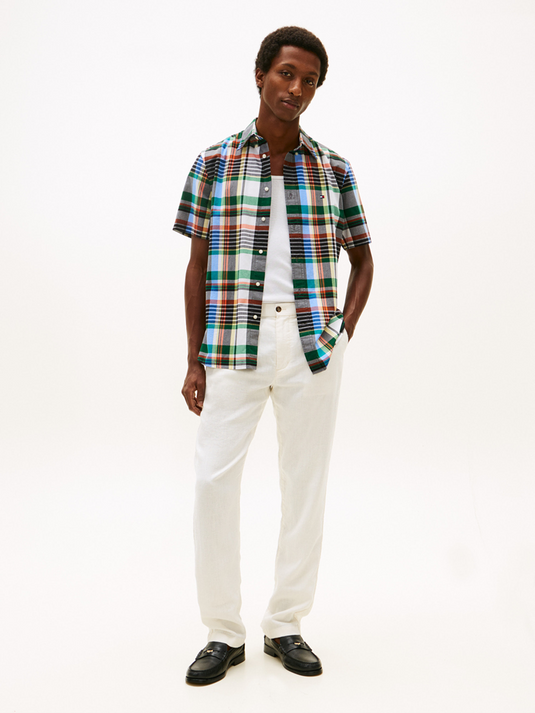 Tommy Hilfiger Mens Flex Poplin Multi Check Short Sleeve Shirt
