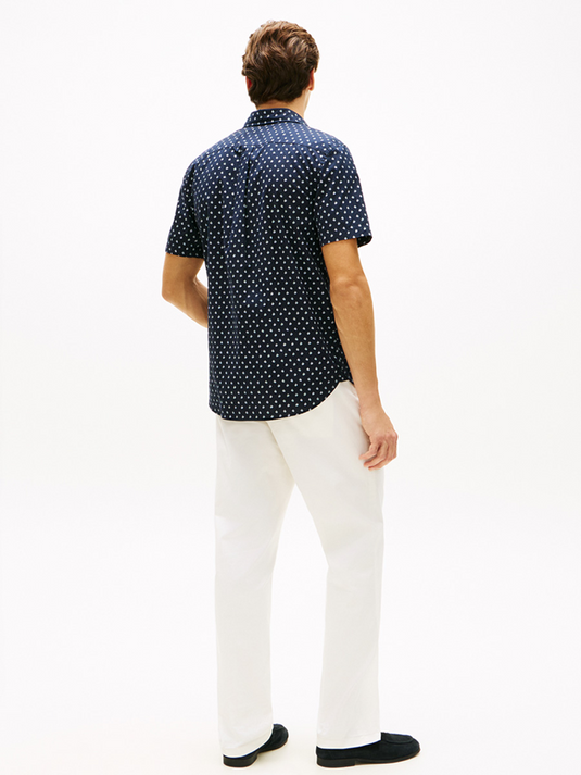 Tommy Hilfiger Mens Flex Poplin Printed Short Sleeve Shirt