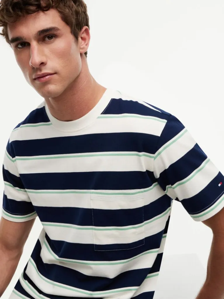 Load image into Gallery viewer, Tommy Hilfiger Mens Mixed Stripe Relaxed Jersey T-Shirt
