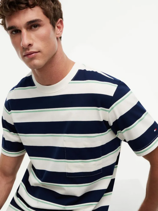 Tommy Hilfiger Mens Mixed Stripe Relaxed Jersey T-Shirt