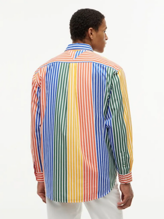 Tommy Hilfiger Mens Relaxed Fit Multicolour Stripe Poplin Shirt