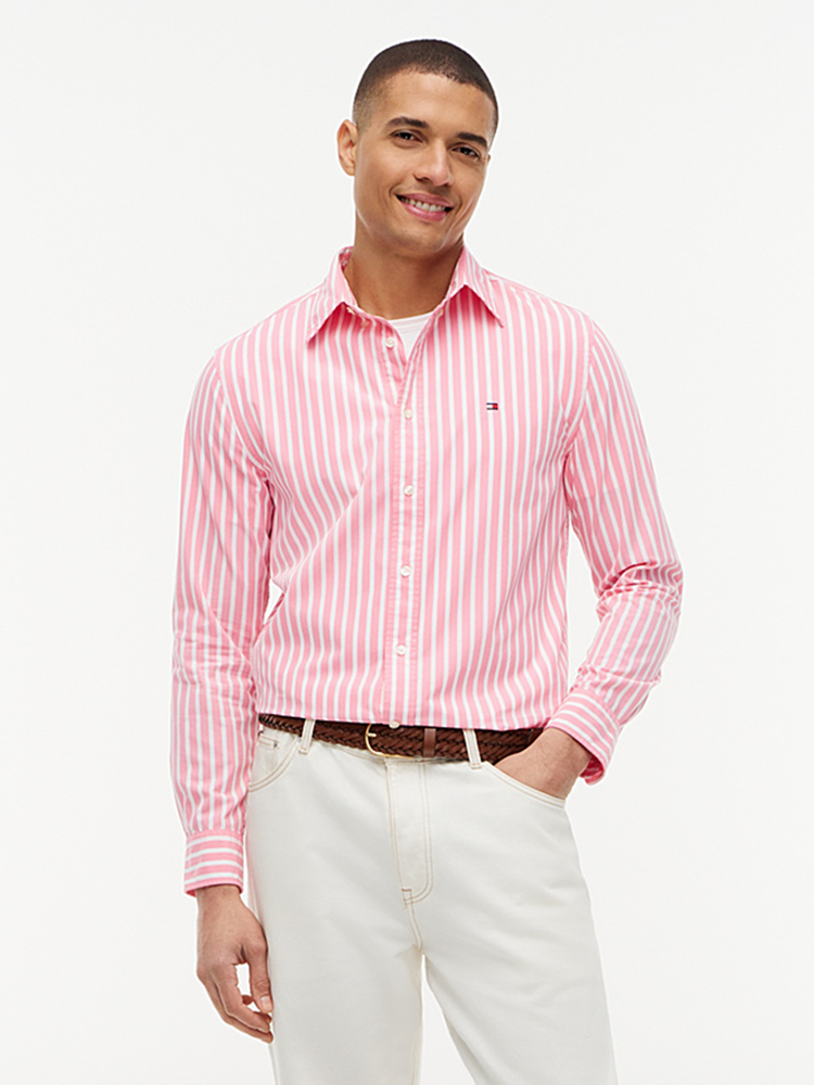 Load image into Gallery viewer, Tommy Hilfiger Mens Regular Fit Flex Stripe Poplin Shirt
