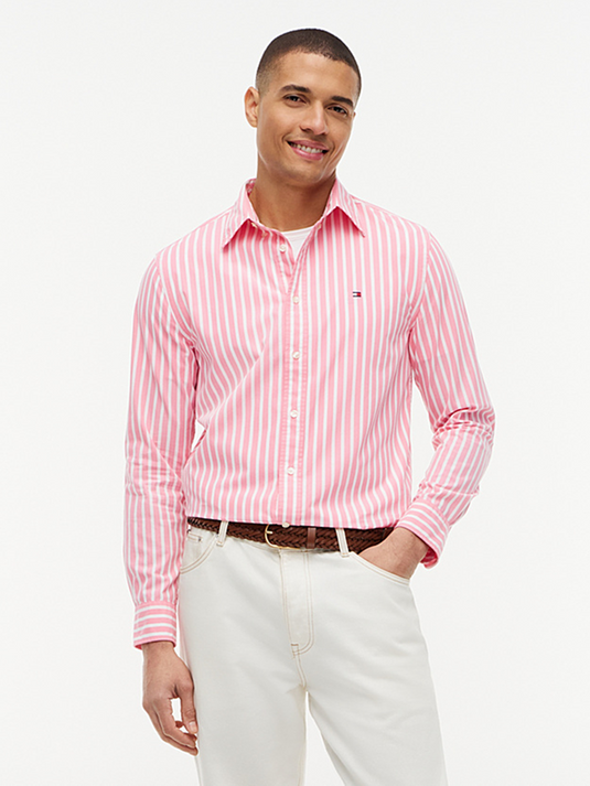Tommy Hilfiger Mens Regular Fit Flex Stripe Poplin Shirt
